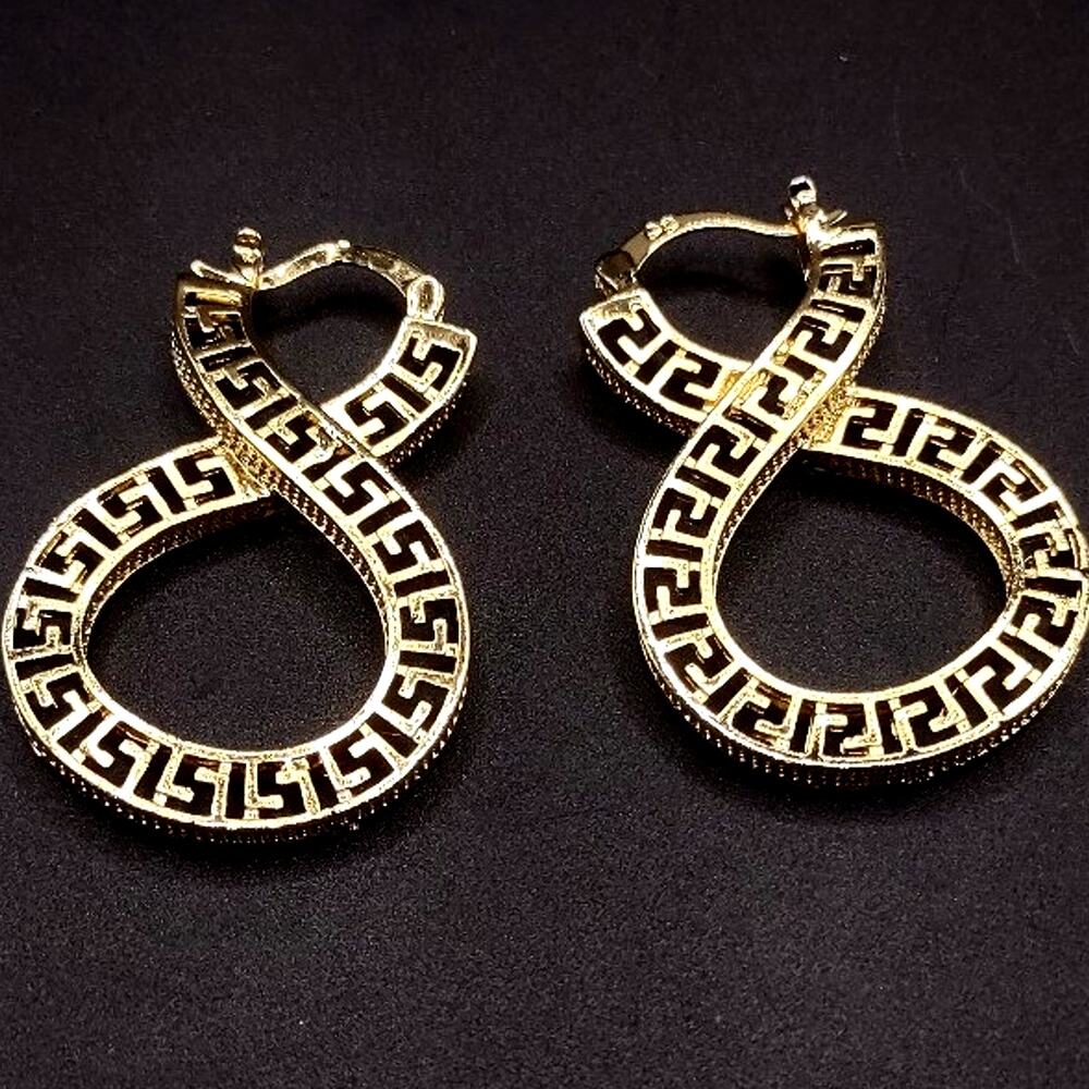 18k Gold Plated Boho Ethnic Figure 8 Dubai Earrings Lever Back Women's Gift